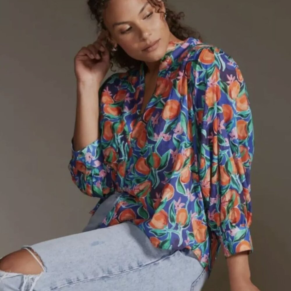 Anthropologie Pooley Blouse (Oranges) – Size M